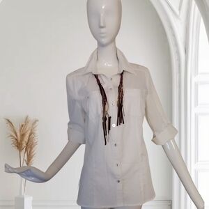 Elegant White Women's Button-Down Shirt